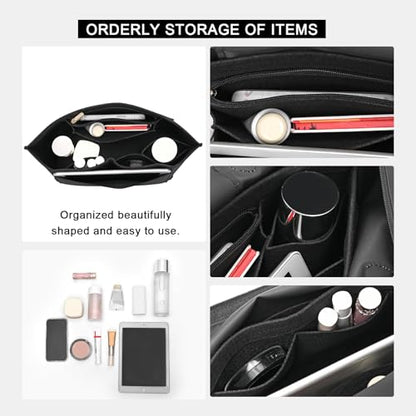 LOUKAYCCI Felt Purse Organizer Insert for Longchamp Le Pliage L Handbag Insert (Large, Black)