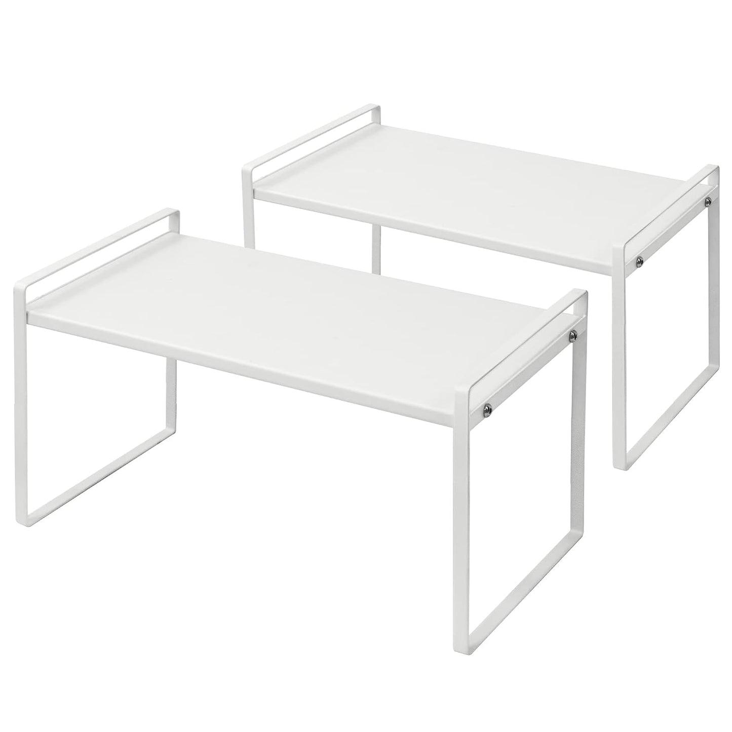 Stackable Cabinet Shelf Organizer 2 Pack, Standard... (2 Count | White | Iron)