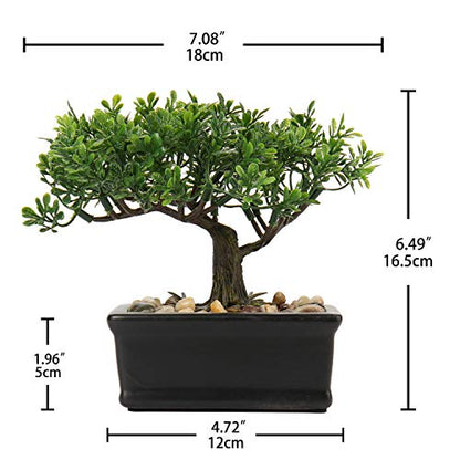Artificial Bonsai Tree Juniper Faux Plants Indoor Small Fake Plants Decor with Ceramic Pots for Home Table Office Desk Bathroom Shelf Bedroom Living Room Farmhouse Decorations