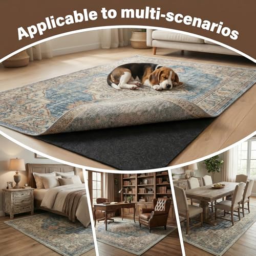 Non-Slip Rug Pads, Waterproof Extra Large Area Rugs Pad 8'x10' Non Skid Felt Pads, Rugs for Living Room, 1/4 inch Thick Carpet Padding Protector Mat Floor Mat