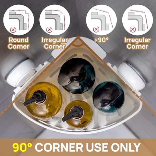 Corner Shower Caddy Suction Cup, shower shelves suction cup, White | 2 Pack Basket Bathroom, Waterproof & Oil-proof Organizer,No-Drilling Removable
