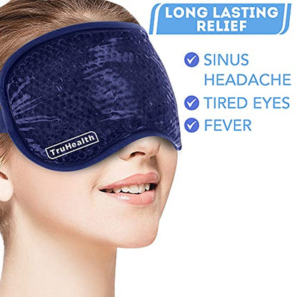 Gel Bead Hot and Cold Eye Masks - FSA HSA Approved Reusable Gel Bead Ice Pack Provides Ice and Heat Pain Relief for Head, Puffy Eyes, Beauty, Relaxing, and Sleep (Navy Blue)