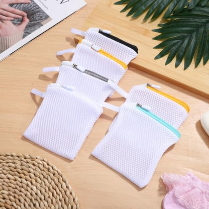 6Pcs Mesh Laundry Bags for Delicates with Zipper Small Washing Machine Laundry Bags Organizer for Travel Lingerie Bra Socks Foldable Lightweight Storage Net