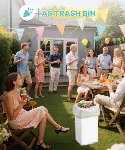 4 Pack 30 Gallon Disposable Trash Cans, 30" H x 14" W x 14" D, White | With Handle, Extra Large, Collapsible, Thick Recycled Cardboard,Recycling Bins for Parties Events Camping