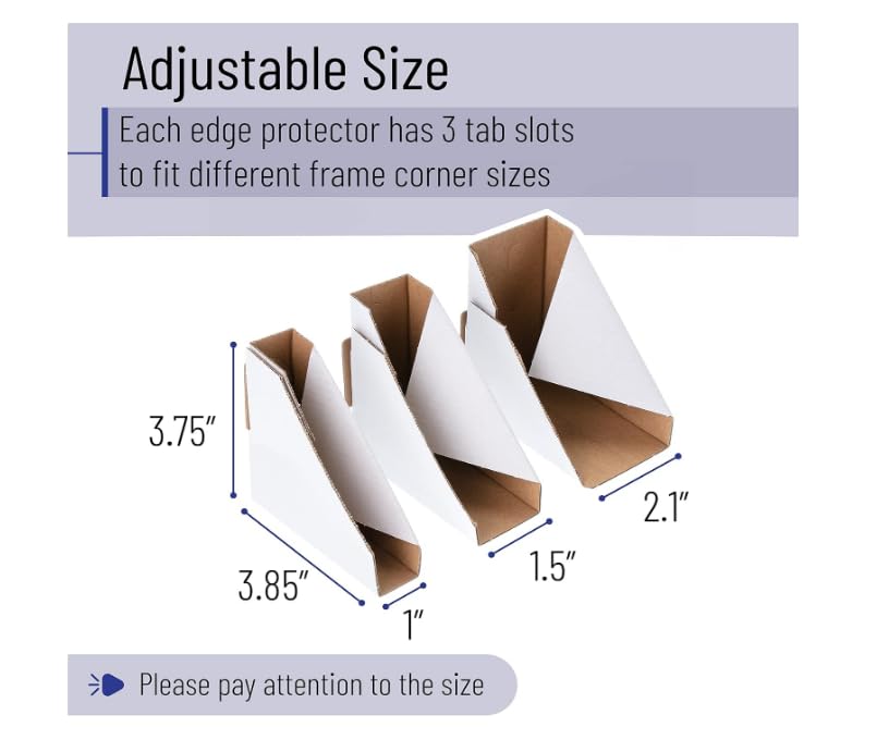Mr. Pen- Adjustable Cardboard Corner Protectors, Fits 1", 1.5", 2.1" Frames | 120 Pack, Bulk Edge Protectors for Shipping, Paintings, Picture Frame, Packing Item Edge Protection