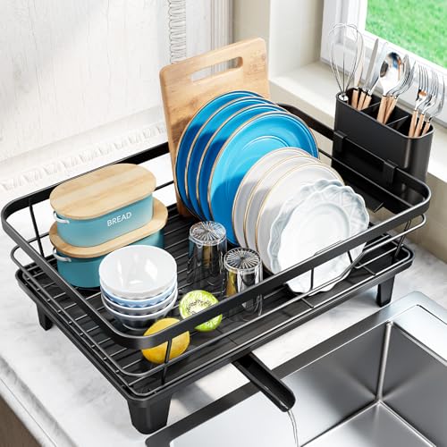 Urakify Dish Drying Rack for Kitchen Counter, 16.5... (Black)