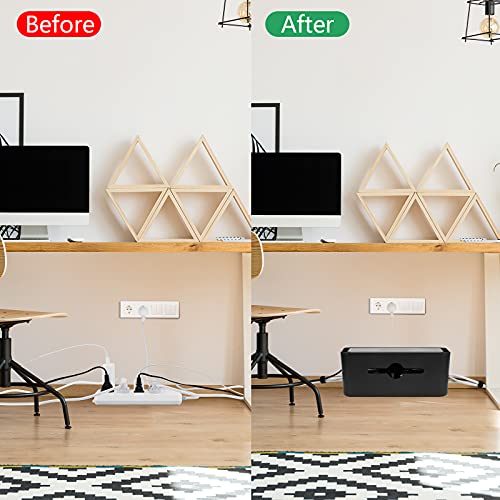 Cable Management Box,Cord Organizer for Home Office Cable Wire Hide,Black | Box for Desk Floor Cable Hide,Cable Box Organizer to Cover The Power Strip Cord Wires
