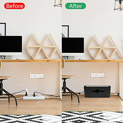 Cable Management Box,Cord Organizer for Home Office Cable Wire Hide,Black | Box for Desk Floor Cable Hide,Cable Box Organizer to Cover The Power Strip Cord Wires