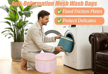 Bra Washing Bag for Delicates, Shape-Retaining, 2 Pack Lingerie Laundry Bag | Mesh Fabric with Support Plates, Prevents Bra & Lingerie Deformation During Washing, X-Large Green- Pink, 9.8" x 6"