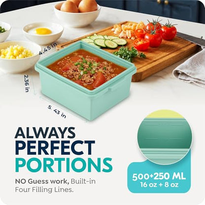 Silicone Soup Freezer Molds with Lids, 2 Cup Extra Large Ice Cube Tray, BPA-Free, Perfect for Freezing Broth, lasagna, Baked Goods, Meal Prepping and More, Dishwasher, Microwave & Oven Safe - 4 Pack