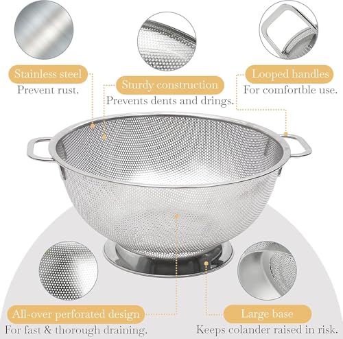 Bellemain Stainless Steel Colander for Kitchen, 5 Qt Pasta & Rice Strainer
