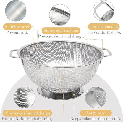 Bellemain Stainless Steel Colander for Kitchen, 5 Qt Pasta & Rice Strainer