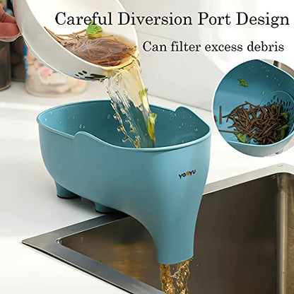 Vegetables Washing Basket Elephant Drainage Basket Fruit Basket for Draining Pasta Noodles Kitchen Gray PP Material 22x14x10cm