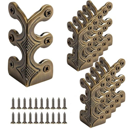 24 pcs Solid Brass Baseboard Corner Protectors, Skirting Board Corner Protectors, Vintage Metal Corner Protector Table Corner Edge Cover Safety Bracket with Screws (Bronze)