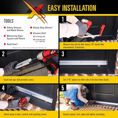Xcluder 36" Versa-Line Rodent Proof Door Sweep, Mill Aluminum Finish – Seals Out Rodents and Pests, Easy to Install, Maximum Adjustability; Under-Door Seal; Rodent Proof