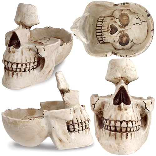 READAEER Skull Glasses Stand Holder, Creative Eyeglasses Holder, Sunglasses Spectacle Display Rack, Key Holder Resin Sculptures for Entryway, Home, Office, Desk, Nightstand (White)