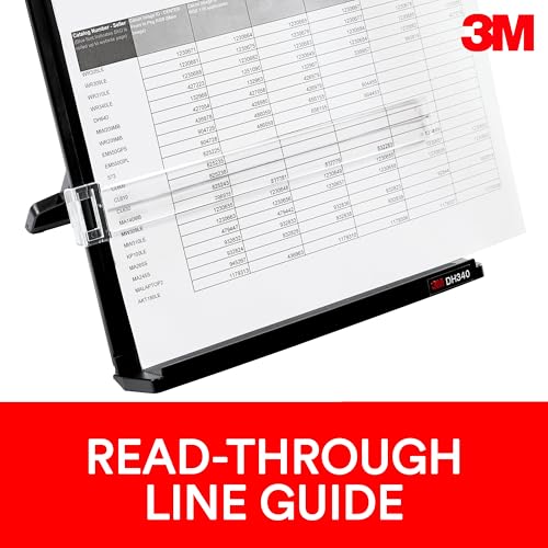 3M Desktop Document Holder for Monitor, 3.375 in x 12.0 in x 1.75 in | Desktop Document Holder For Desk And Typing, Adjudtable, Space Saving Design Holds Papers Vertical For Easy Viewing