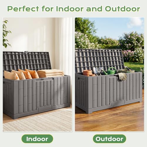 Jocoevol Deck Box 60 Gal, UV Resistant & Waterproof Outdoor Storage Box with Lock, Easy Assemble Storage Bins Container for Pool Patio Garden