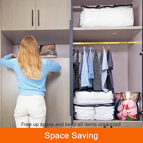 3 Pack Clear Storage Bags for Clothes Blanket Comforter & Bedding | 40L Plastic Storage Bag with Zipper, Foldable Closet Organizer, Moving Bags, Under-Bed Storage
