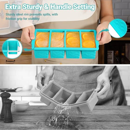 Silicone Freezer Molds for Soup with Lid – 1-Cup Soup Container Style Ice Cube Trays for Freezer, Meal Prep & Food Storage, Freeze 250mL/125mL Portions – 2 Pack
