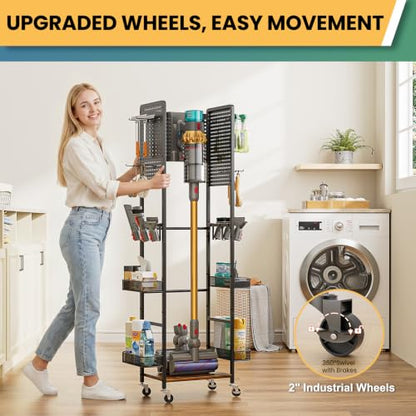 Vacuum Stand for Dyson V15 V12 V11 V10 V8 V7 V6 Gen5, Standing Dock with Attachment Holder, Vacuum Accessory Storage for Dyson Replacement Parts, Standing Floor Dok Docking Station with Tool Organizer