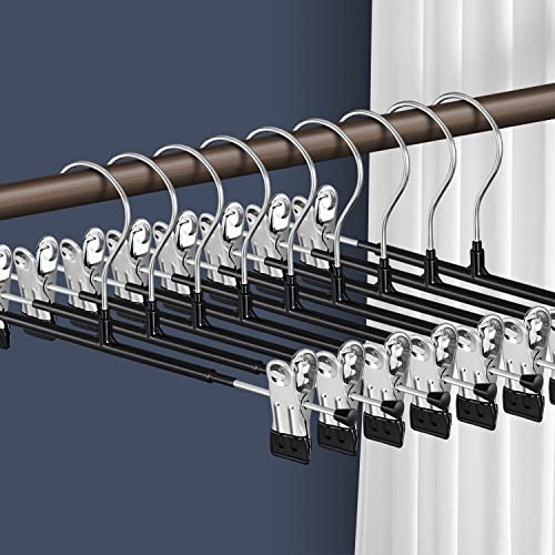 Pants Hangers with Clips Skirt Hangers 12 Inch 20... (20 Count | Black 20pack | Metal)