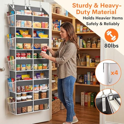 5-Tier Over Door Organizer, 10-Compartment Wide Storage Rack | 20" wide, 80 lbs for heavy family use, 10 side pockets, fits doors for closet, nursery, entryway, dorm, RV, laundry room