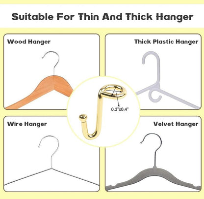 Clothes Hanger Connector Hooks, 36 Pack Gold Metal Cascading Extender Clips, Sturdy Mini Hanger Hooks for Velvet Hangers, Closet Space Saving Organizer