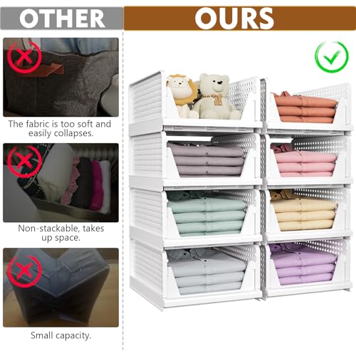 5 Pack Stackable Closet Organizer Box, Multifuncti... (Pink | Plastic)