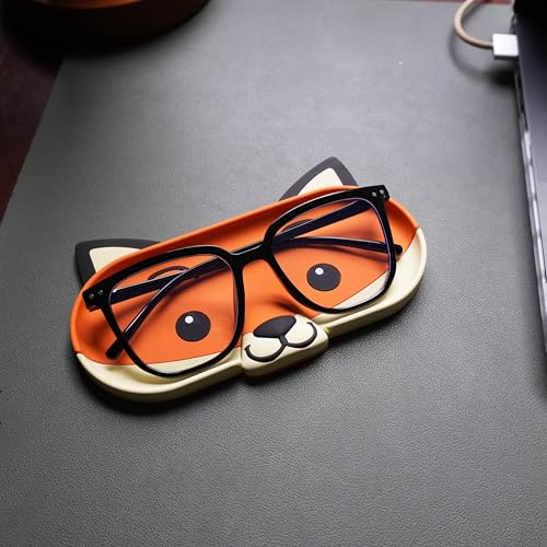 Funny Glasses Tray – Quirky Eyeglass Holder for Desk, Nightstand or Dresser – Unique Home & Office Organizer Gift for Spectacle Wearers – Fox