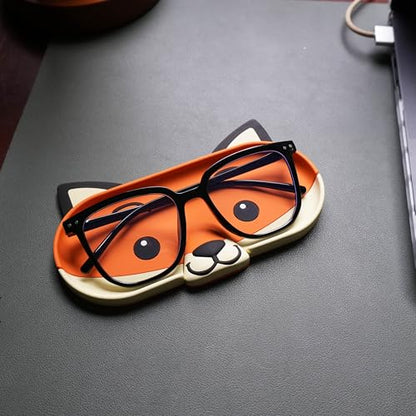 Funny Glasses Tray – Quirky Eyeglass Holder for Desk, Nightstand or Dresser – Unique Home & Office Organizer Gift for Spectacle Wearers – Fox