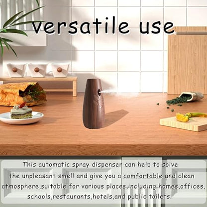 Automatic Spray Dispenser,(2-Pack) Adjustable Air Freshener Dispenser, Wall Mounted or Standing Aerosol Sprayer for Living Room Bathroom Bedroom Hotel Office Commercial Place (Dark Wood)