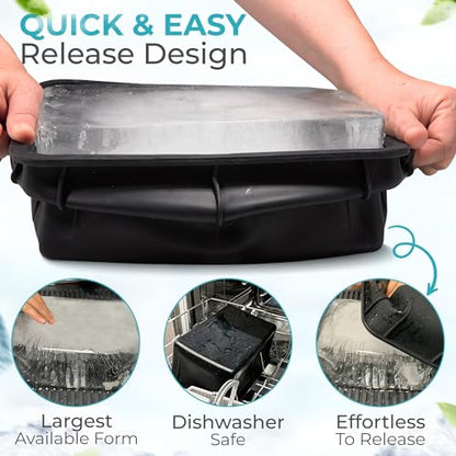 Ice Block Form Makes 12 Lb. Ice Cube 11" x 7" x 5" Largest Available Ice Block Maker, Ice Bath Chiller, Cold Plunge Tub Or Cooler, Reusable Food Grade