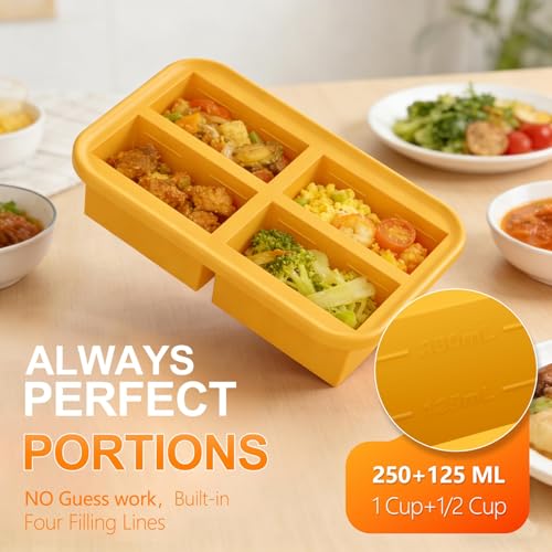 Bangp 1-Cup Silicone Freezer Molds with Lid for Soup Ice Cubes,2 Pack