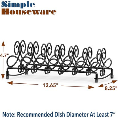 Simple Houseware Vertical Plate Stand Holder Dish Rack Elegant Design | Dinnerware Organizer, 6-Compartments
