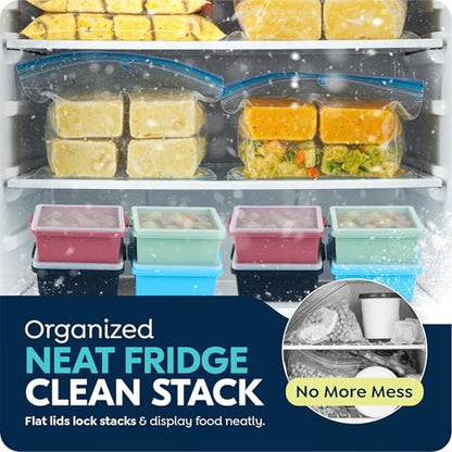 Silicone Soup Freezer Molds with Lids, 2 Cup Extra Large Ice Cube Tray, BPA-Free, Perfect for Freezing Broth, lasagna, Baked Goods, Meal Prepping and More, Dishwasher, Microwave & Oven Safe - 4 Pack