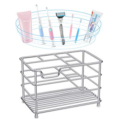 HBlife Large Electric Toothbrush Holder for Bathroom, Silver Stainless Steel Bathroom Accessories Organizer for Small Spaces