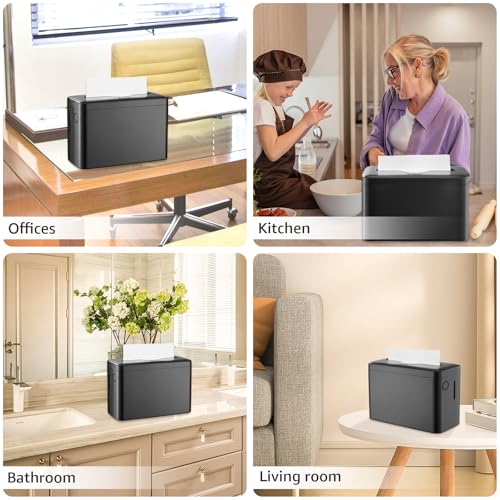Multifold Paper Towel Dispenser Countertop Compact Design for Kitchen Black | Compatible with Marathon Folded Paper Towel, Non-Slip Base for Bathroom, Single-Dispenser, Enclosed Push-Button Lid