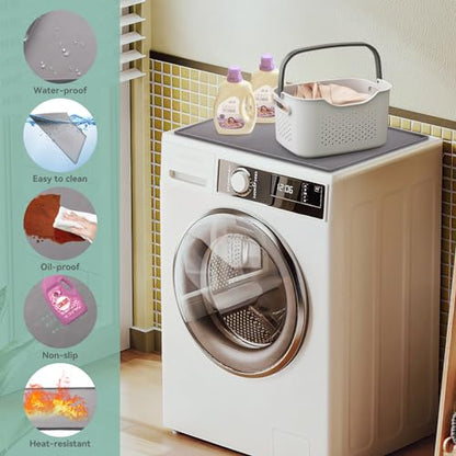 Garolue Washer and Dryer Top Protector Mat,23.6“ x 19.7" Silicone Rubber Mat for Laudry Machine & Dryer,Non Slip Heavy Duty Waterproof Washable Top Cover Pad for Home Kitchen Laundry Room