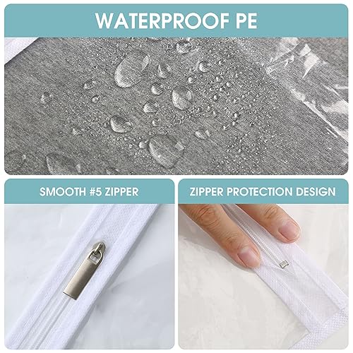 All Clear Garment Bags for Hanging Clothes, 48" Suit Bags for Closet Storage, Plastic Dustproof Suit Cover Bags, Clothes Protectors Bag with zipper for Coats, Jackets, Shirts（10 Packs）