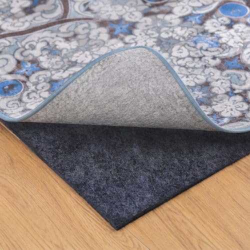 Non Slip Rug Pad 8x10 Ft, 1/8 Inch Thin Felt & Rubber Backing, Non Skid Rug Gripper for Hardwood Floors, Anti-Slip Carpet Pad for Area Rugs, Floor Protection, Moisture Resistant & Easy Trim