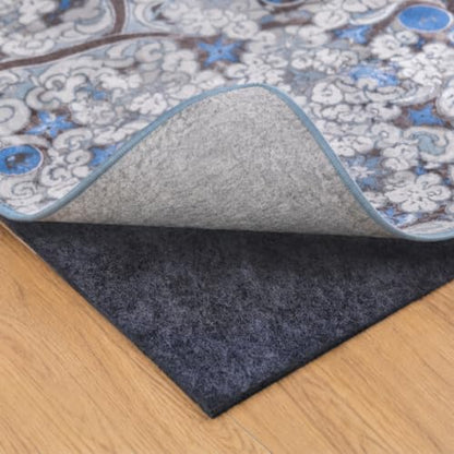 Non Slip Rug Pad 8x10 Ft, 1/8 Inch Thin Felt & Rubber Backing, Non Skid Rug Gripper for Hardwood Floors, Anti-Slip Carpet Pad for Area Rugs, Floor Protection, Moisture Resistant & Easy Trim