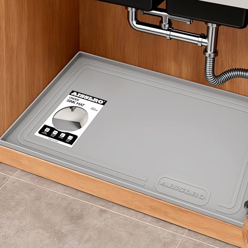 Under Sink Mat 25" X 19", Waterproof Silicone Cabi... (Gray | Silicone)
