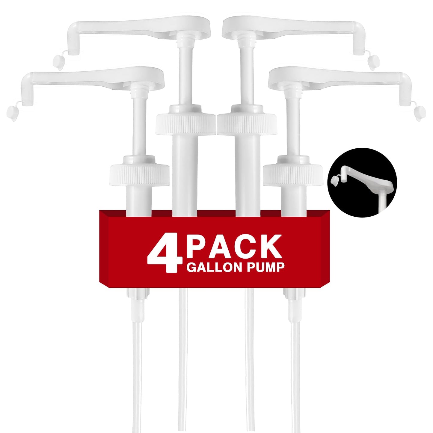 4Pcs 38-400 Leak Proof Gallon Jug Syrup Pump Dispenser | Lotion Shampoo Pump Cap Included, Fits 1 Gallon Bottle 64oz 128oz, Shampoo Laundry Detergent Containers