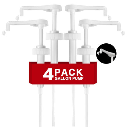 4Pcs 38-400 Leak Proof Gallon Jug Syrup Pump Dispenser | Lotion Shampoo Pump Cap Included, Fits 1 Gallon Bottle 64oz 128oz, Shampoo Laundry Detergent Containers