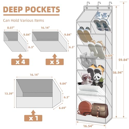 STORAGE MANIAC Over the Door Shoe Organizer Heavy-Duty Large Deep Pocket Hanging Shoe Organizer Shoe Rack Door Closet Shoe Organizer for Wall, Dorm & Narrow Door Storage Shoe Holder Black, 1 Pack