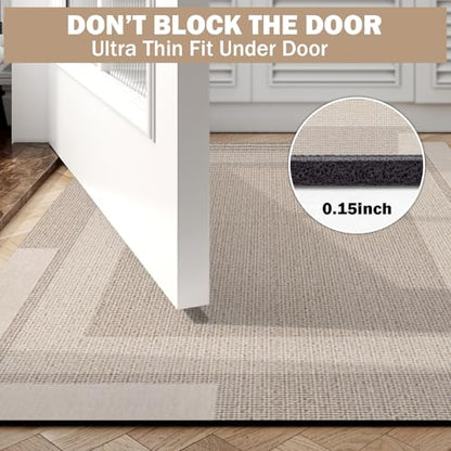 Non Slip Bath Mat Thin Bathroom Rugs Fit Under Door Beige 24"x 35" | Quick Dry Absorbent Washable Rubber Backing Bath Rug Shower Mat Bathroom Floor Mat for Sink Bathtub Beside Shower Entrance