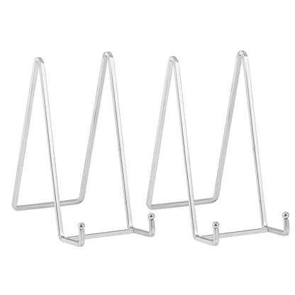 Plate Holder Easel Display Stand - 8 inch Metal Plate Stands for Display - Tabletop Picture Stand - Silver Iron Easels for Display Pictures | Photo Frames | Book | Decorative Plates | Plaque -2 Pack