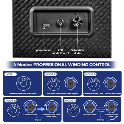 ANWBROAD Watch Winder for Automatic Watches, Single Watch Winder with LED | 4 Modes Automatic Watch Winder box for Men and Women, Winding Watch Rotator with Super Quiet Motor, Type-C Adapter UJWW006C