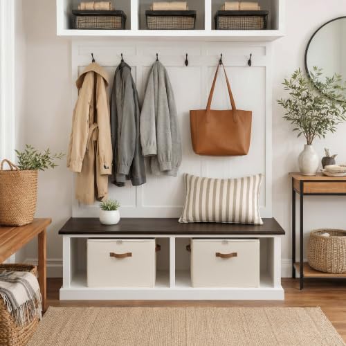 StorageWorks 16-Pair Shoe Organizer for Closet, Adjustable Dividers, Beige | Holds up to 16 Pairs, Foldable, Clear Lid, Reinforced Handles, Fits Sneakers, Boots & Heels, For Closet, Entryway & Bedroom